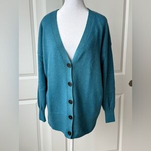FALCONERI 100% Cashmere Teal color Button-Up Women's Sweater/like NEW /worn 1x